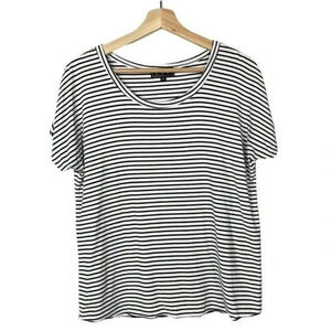 Boutique POL White & Black Stripe Crew Neck Short Sleeve T-Shirt M